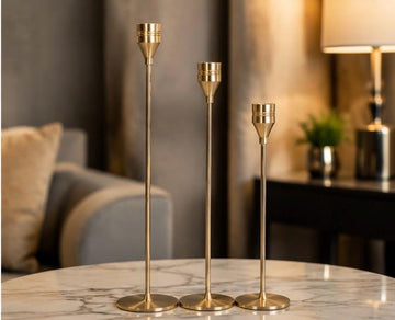 Luxury Gold Metal Candle Holder Set (3 Pieces) – Modern Home Decor
