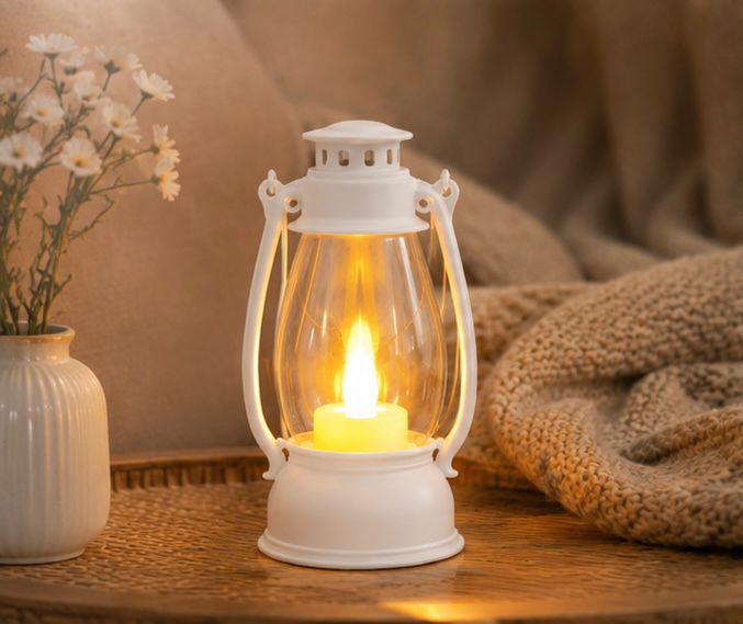 Vintage LED Flame Lantern – Decorative Hanging & Table Lamp
