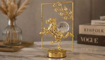 Luxury Golden Horse Crystal Modern Decorative for Home & Office