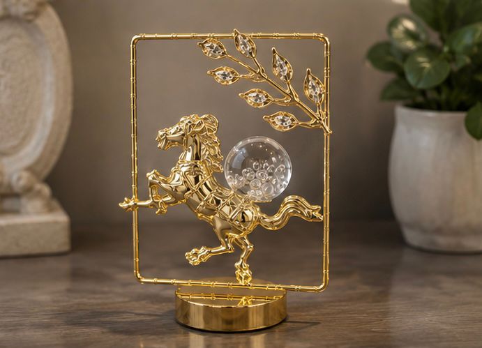 Luxury Golden Horse Crystal Modern Decorative for Home & Office
