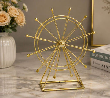 Luxury Golden Ferris Wheel Showpiece – Modern Metal Table Decor for Home & Office