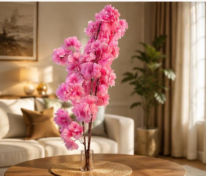 Premium Artificial Pink Cherry Blossom Flower Branch – Luxury Home Decor
