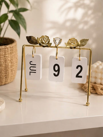 Luxury Gold Decorative Perpetual Calendar & Date Display Stand