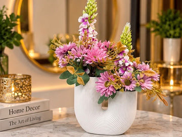 Luxury Artificial Flower Arrangement with Modern White Vase