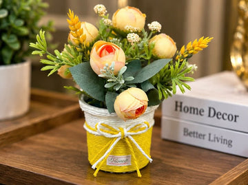 Luxury Artificial Rose Flower Arrangement in Decorative Pot