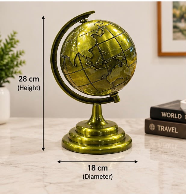 Vintage World Globe Table Decor Showpiece – Antique Gold Finish