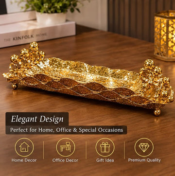 Premium 3-Piece Gold Decorative Serving Tray Set – Heavy Metal Luxury Centerpiece
